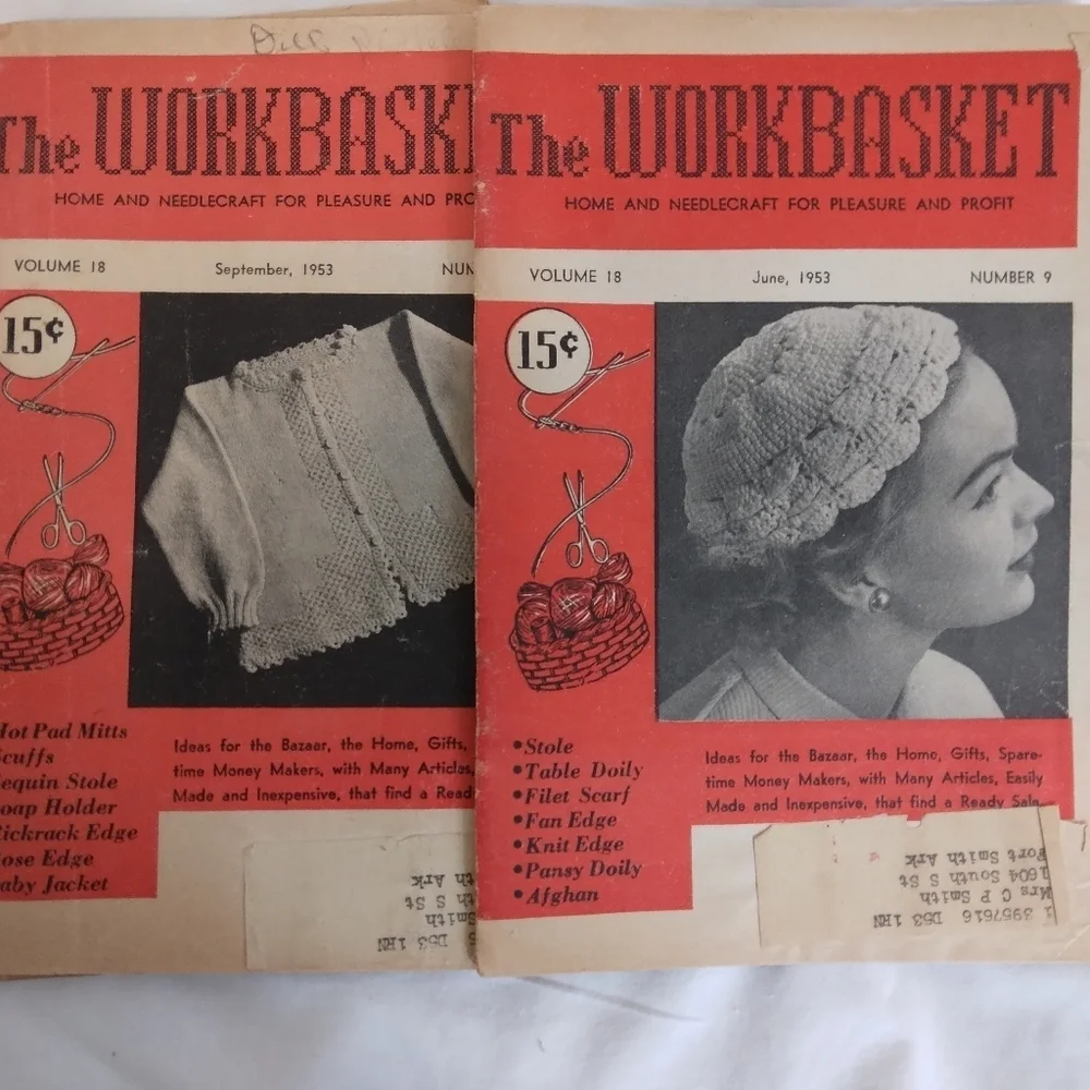 Vintage The Workbasket Magazine 1953 Patterns Recipes Ephemera Craft Crafting